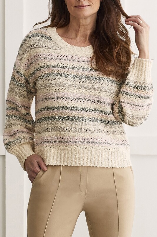 Tribal Rosepink Stripe Crewneck Sweater