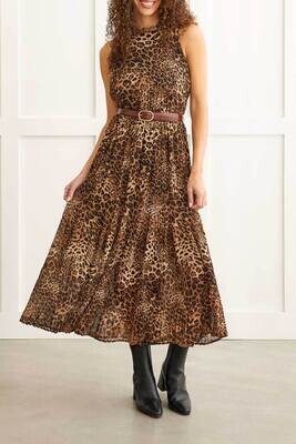 Tribal Cheetah Print Lined Halter Maxi Dress