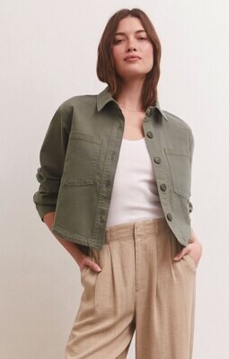 Z Supply All Day Cropped Twill Jacket Evergreen
