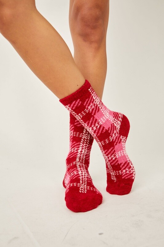 Free People Hilarie Plaid Crew Sock