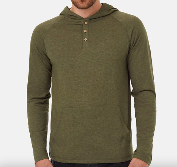 Ten Tree M Treeblend Henley Hoodie Olive Night Green