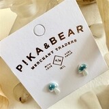 Pika &amp; Bear Agaric Porcelain Blue Mushroom Stud