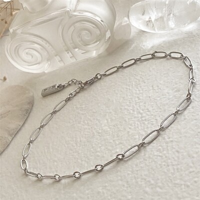 Pika &amp; Bear Donostia Textured Paperclip  Anklet, Type: Silver