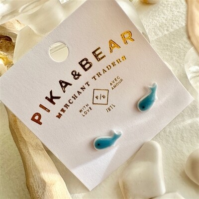 Pika &amp; Bear Herman Porcelain Blue Whale Stud