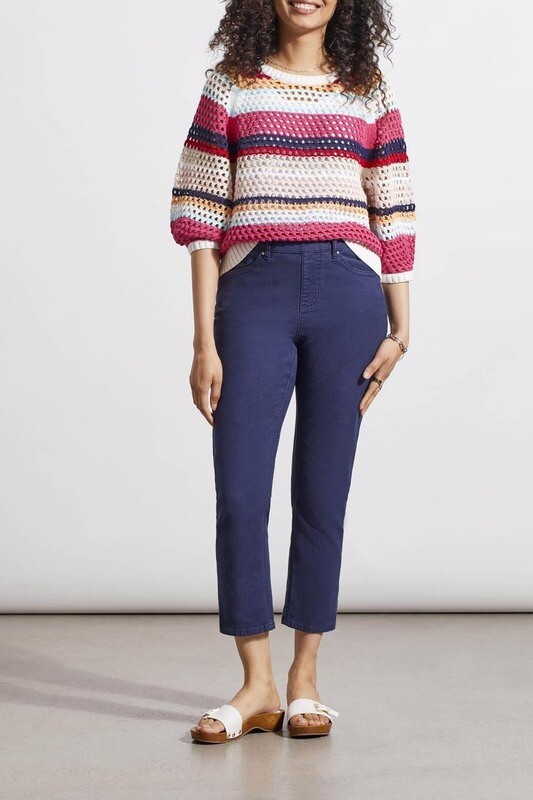 Tribal Pull On Capri Jet Blue