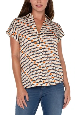 Liverpool Dolman Sleeve Blouse Lava Geo