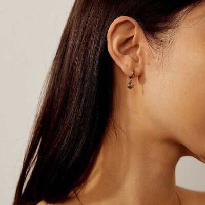 Lover's Tempo Demi Fine Shell Charm Huggie Drop Hoop