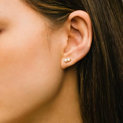 Lover's Tempo Demi Fine Luma Gemstone Stud Earrings Pearl/Crystal