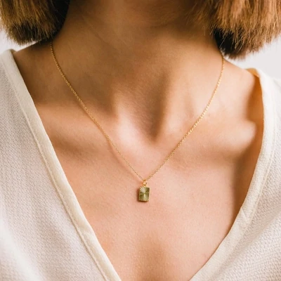 Lover's Tempo Demi Fine Rectangle Fluted Necklace