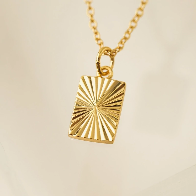 Lover&#39;s Tempo Demi Fine Rectangle Fluted Necklace
