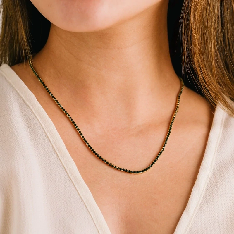 Lover&#39;s Tempo Tennis Necklace Emerald