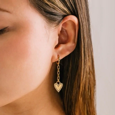 Lover's Tempo Verona Pave Huggie Drop Hoop Earring