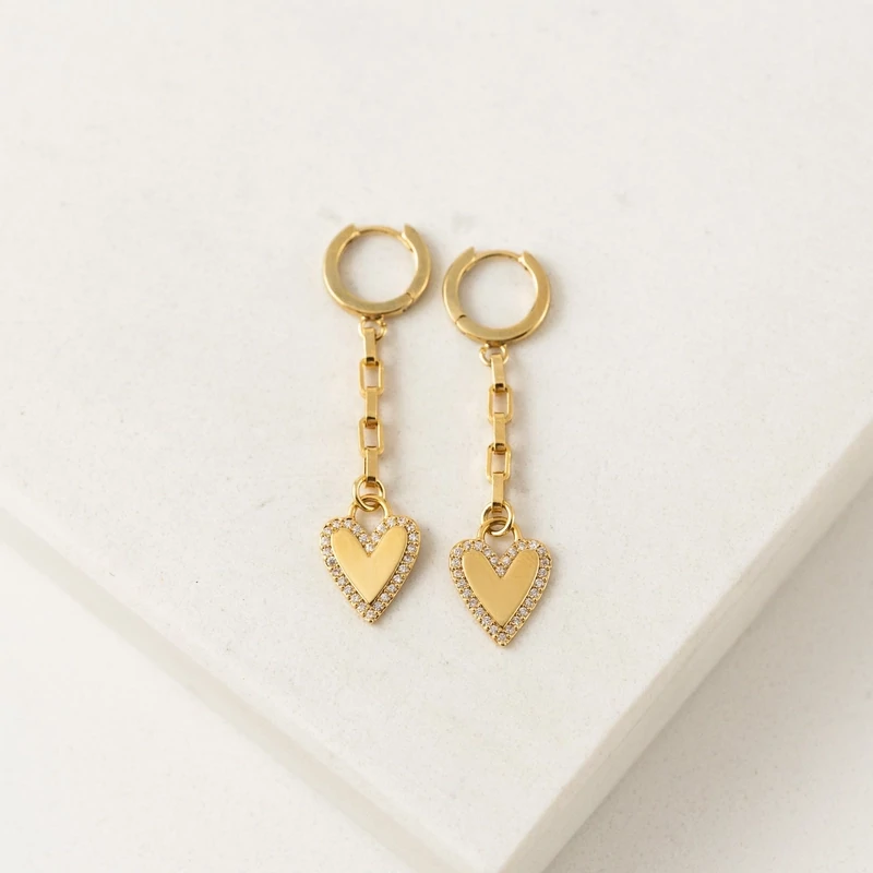 Lover&#39;s Tempo Verona Pave Huggie Drop Hoop Earring
