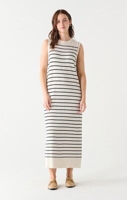 Black Tape Cream/Navy Stripe Long Dress
