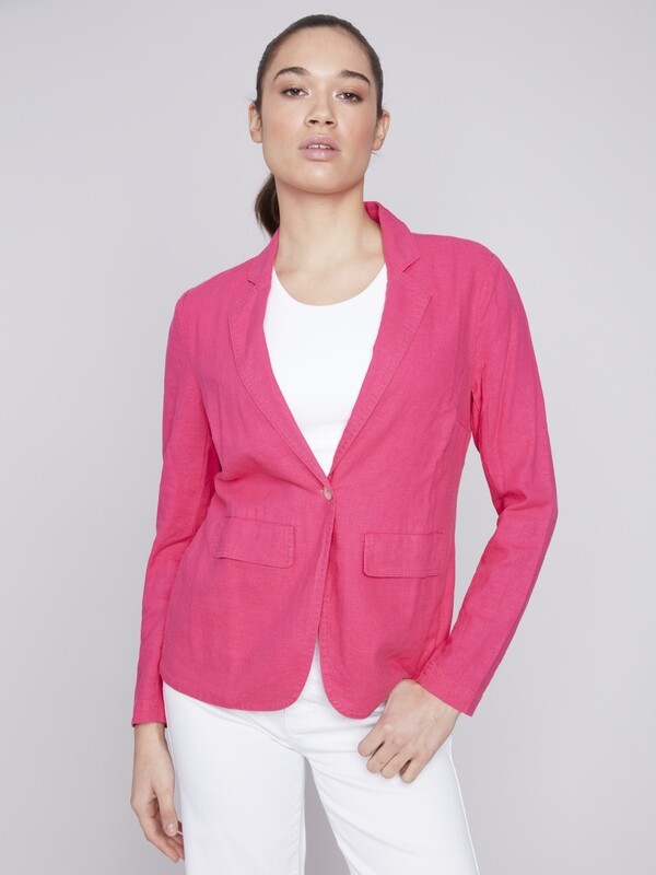 Charlie B Solid Linen Punch Blazer