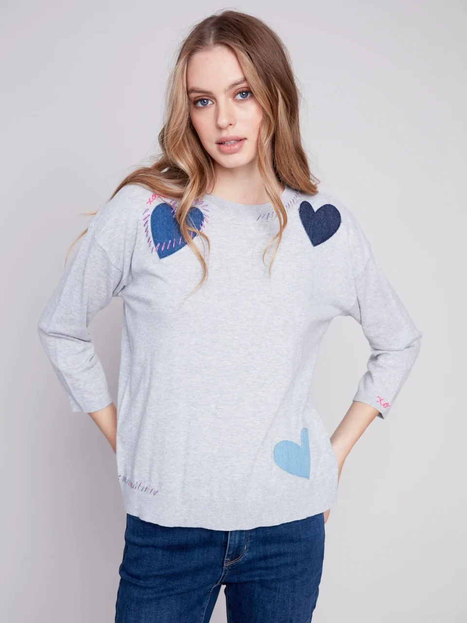 Charlie B Heart Patches Sweater