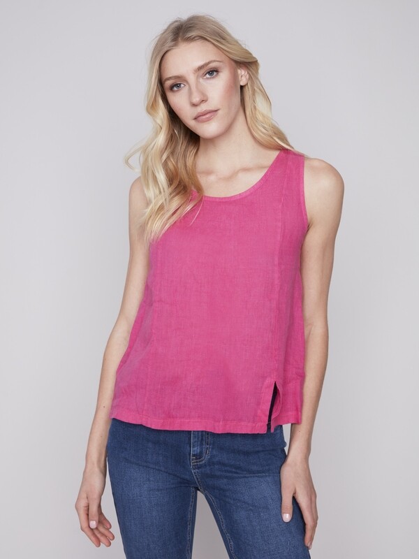Charlie B Punch Sleeveless Linen Top