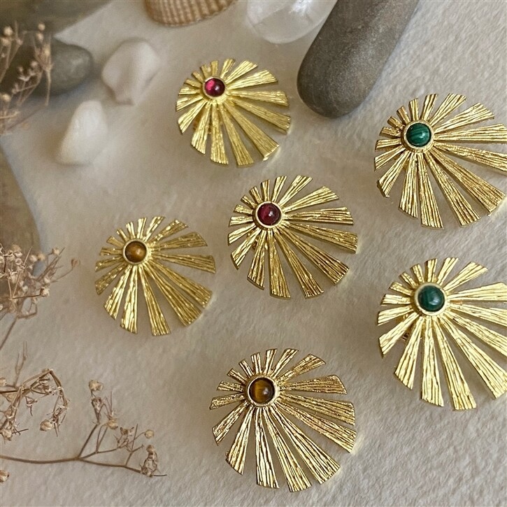 Pika &amp; Bear Inti Art Deco Sunburst Studs