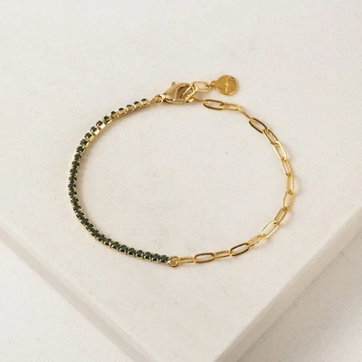 Lover's Tempo Tennis Paperclip Bracelet Emerald