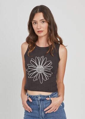 Girl Dangerous Daisy Outline Ribbed Crop Tank