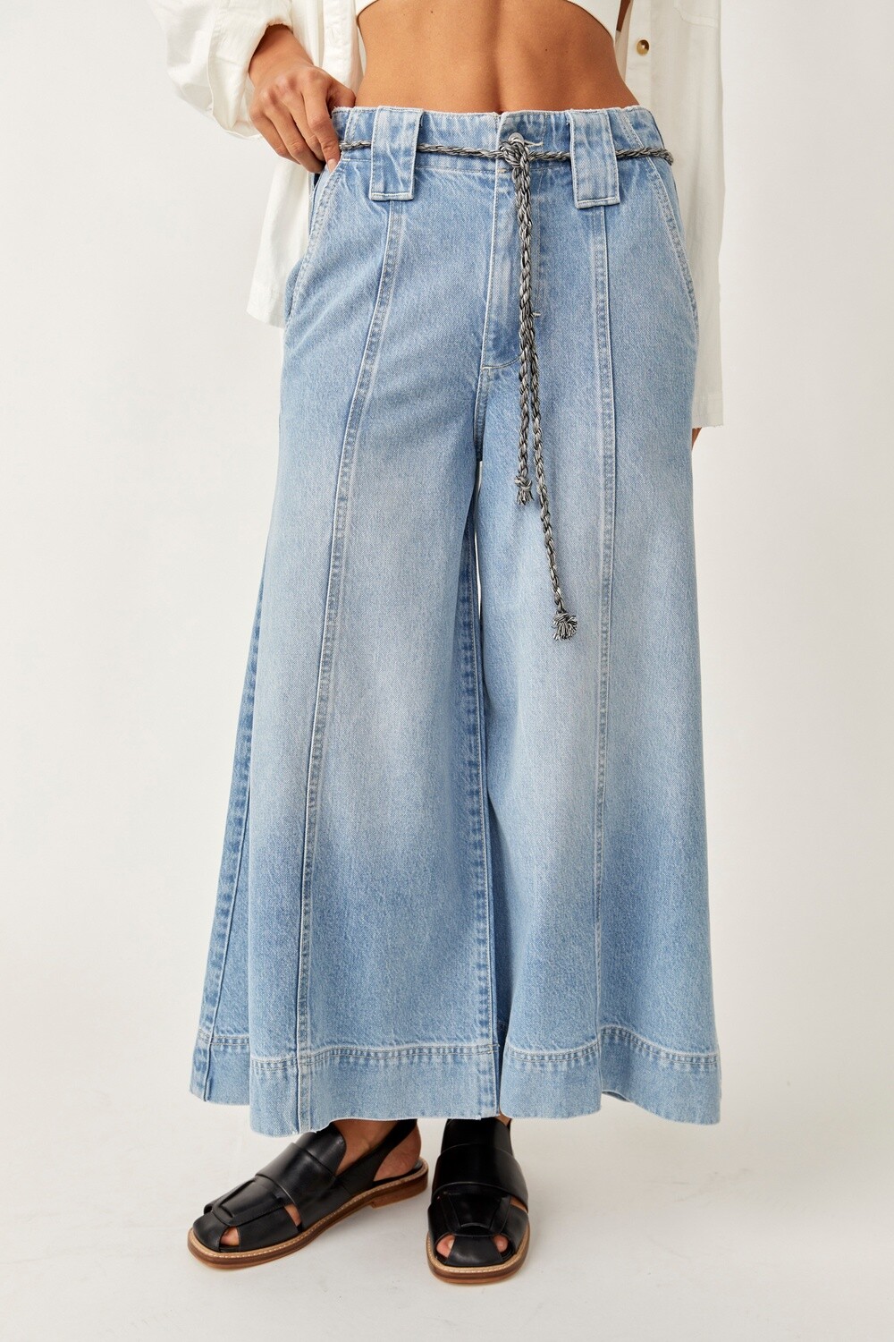 Free People Sheer Luck Cropped Wide Leg