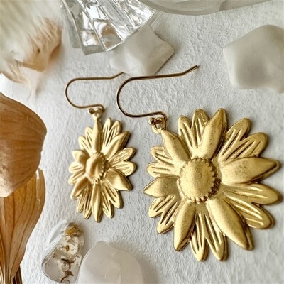 Pika & Bear Zinnia Sunflower Drop Earrings