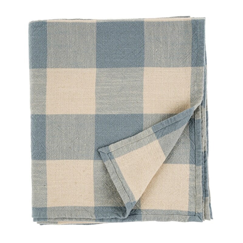 Indaba Salinas Gingham Tablecloth Sky Blue