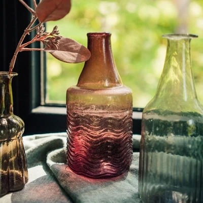 Indaba Recycled Glass Bottle Vase Plum