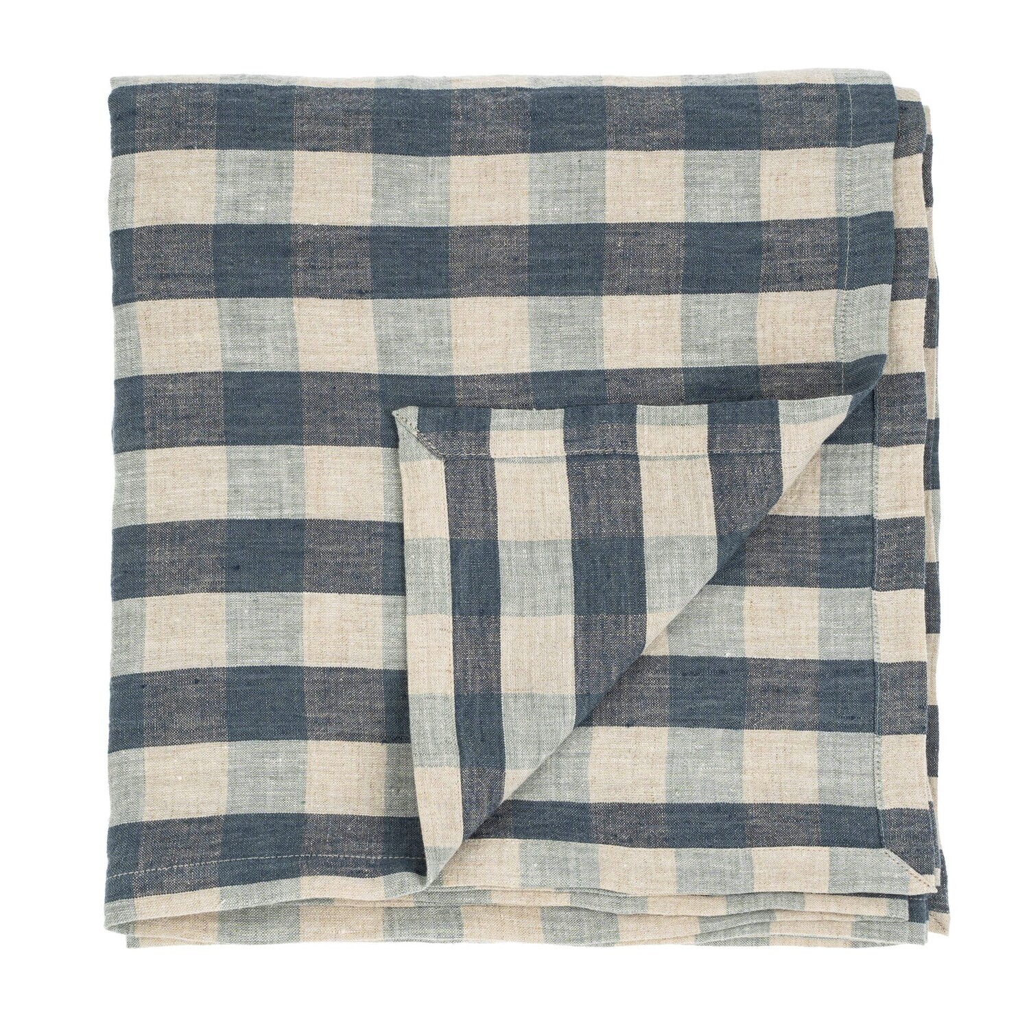 Indaba Linen Gingham Table Cloth Blue