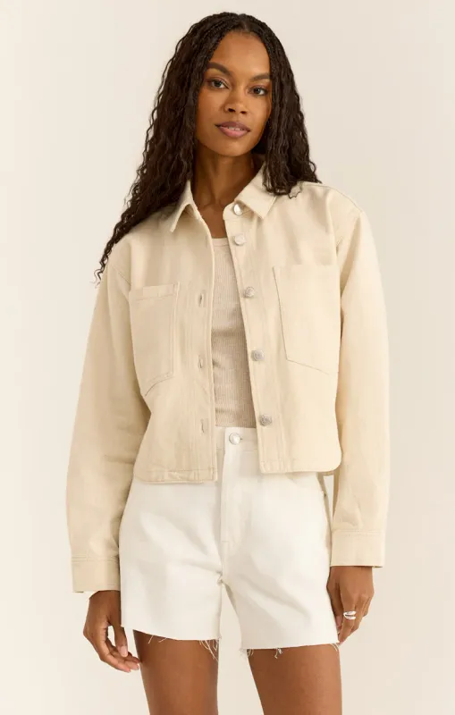 Z Supply Crop Denim Jacket Sandstone