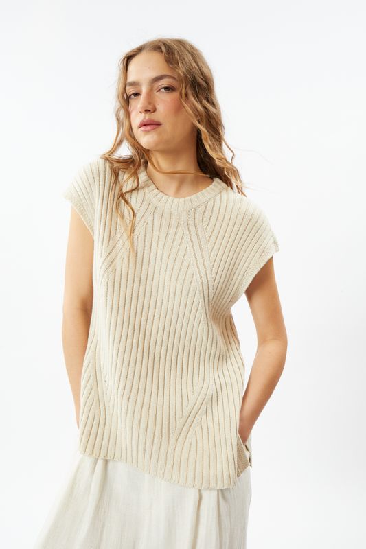 Deluc Miguel Angel Knitted Ecru Vest Deluc Miguel Angel Knitted Ecru Vest