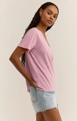 Z Supply Girlfriend V-Neck Tee Peony