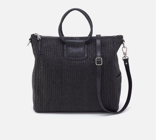 HOBO Sheila Large Satchel Raffia Black