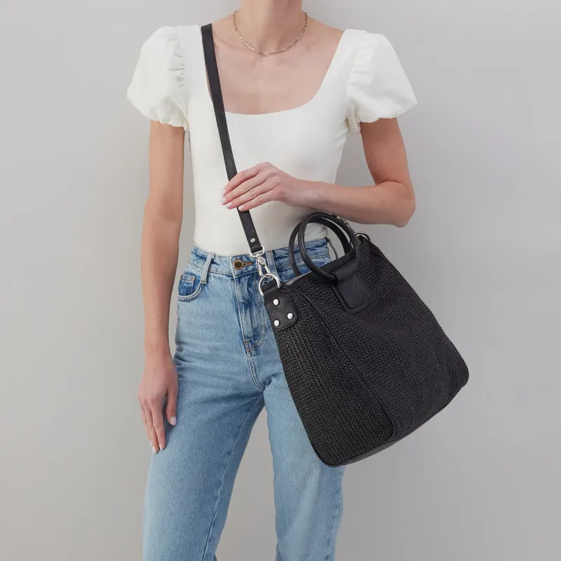 HOBO Sheila Large Satchel Raffia Black