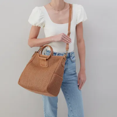 HOBO Sheila Large Satchel Raffia Sepia