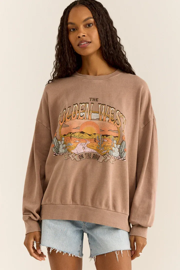 Z Supply On The Road Sunday Sweatshirt Iced Coffee