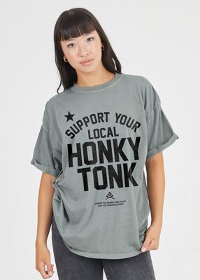 Girl Dangerous Honky Tonk Boyfriend Tee Army Green
