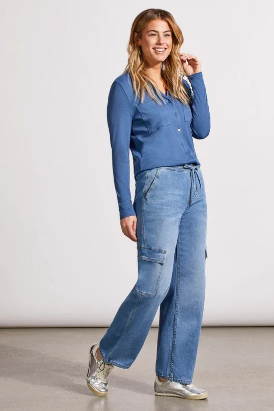 Tribal Audrey Jogger Wide Leg Cargo Sky Blue