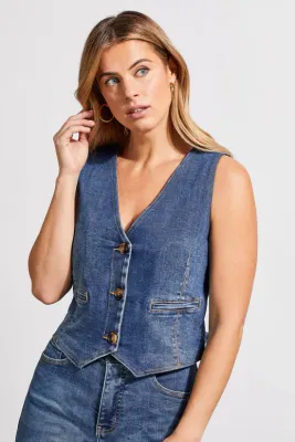 Tribal Denim Vest with Back Belt