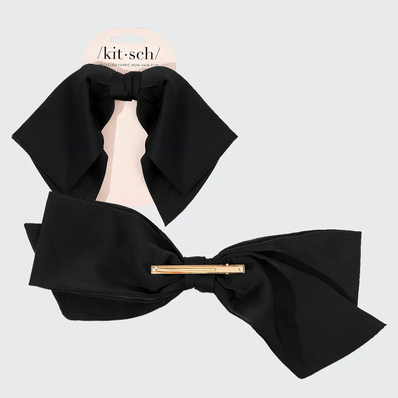 Kitsch Recycled Fabric Bow Hair Clip Black