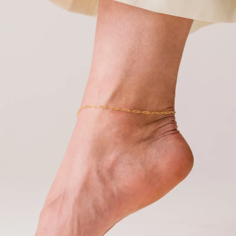 Lover&#39;s Tempo Paperclip Chain Gold Filled Anklet