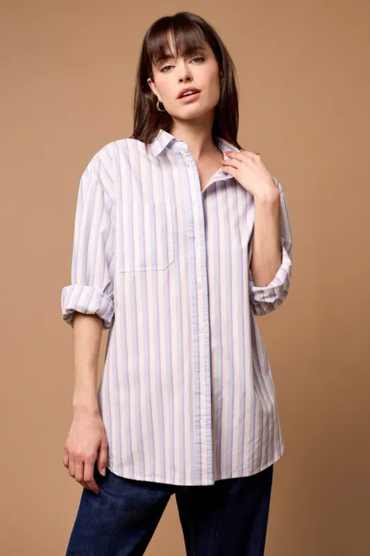 Tribal Loose Fit Stripe Button Down