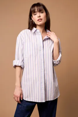 Tribal Loose Fit Stripe Button Down