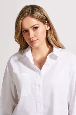 Tribal Loose Fit White Button Down