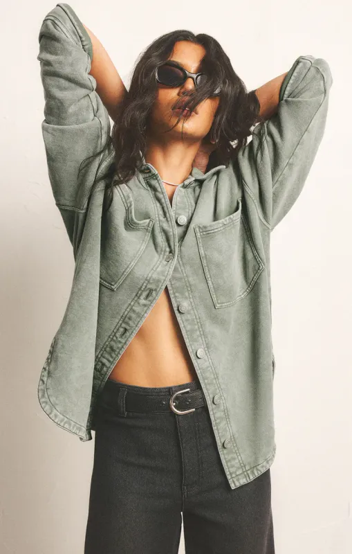 Z Supply All Day Knit Jacket Palm Green