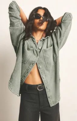 Z Supply All Day Knit Jacket Palm Green