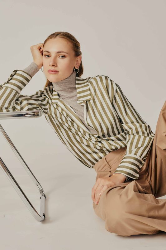 Deluc Lamium Striped Army Satin Shirt Deluc Lamium Striped Army Satin Shirt