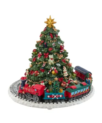 Kurt Adler Christmas Tree Revolving Train Music Box 6&quot; 