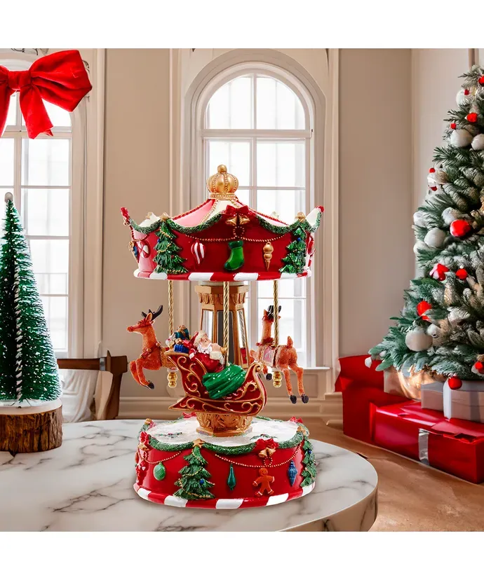 Kurt Adler Musical Wind-Up Santa Carousel 8.7" Kurt Adler Musical Wind-Up Santa Carousel 8.7"