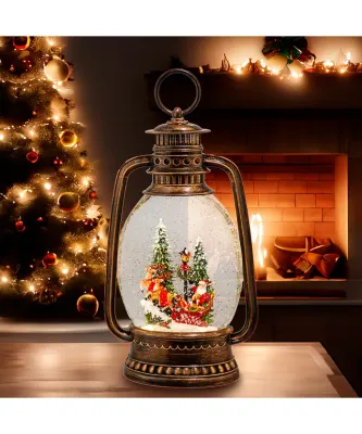 Kurt Adler Lighted Santa on Sleigh Water Lantern